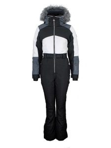 Peak Mountain Kombinezon narciarski "Arctico" w kolorze czarno-biało-szarym rozmiar: XL. Białe kombinezony Peak Mountain, m, bez wzorów, z tkaniny, sportowe, bez kołnierzyka, bez ramiączek. Za 484,31 zł.