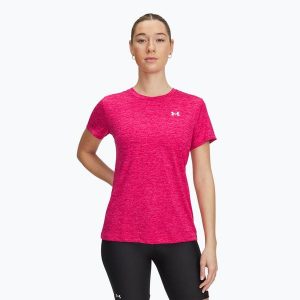 Koszulka treningowa damska Under Armour Tech C-Twist. Czerwone bluzki Under Armour, s, bez wzorów, sportowe, bez kołnierzyka, bez ramiączek. Za 127,65 zł.