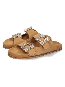 MELVIN & HAMILTON Skórzane klapki "Eve 1" w kolorze jasnobrązowym rozmiar: 42. Brązowe klapki Melvin & Hamilton, bez wzorów, ze skóry, z otwartym noskiem, bez obcasa. Za 304,99 zł.