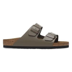 BIRKENSTOCK Arizona NL Concrete Gray Klapki damskie. Szare klapki Birkenstock, bez wzorów, z materiału, z otwartym noskiem, bez obcasa. Za 449,99 zł.