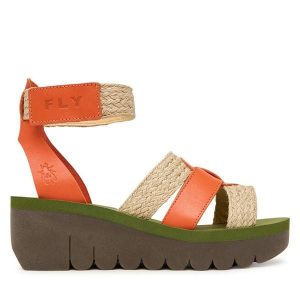 Sandały Fly London. Czerwone sandały Fly London, bez wzorów, bez obcasa, na koturnie, bez zapięcia. Za 463,99 zł.
