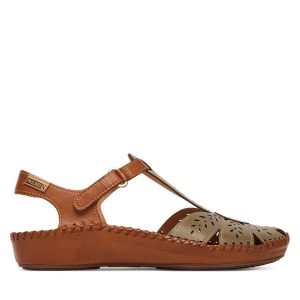 Sandały Pikolinos. Zielone sandały Pikolinos, bez wzorów, bez obcasa, na płaskiej podeszwie, bez zapięcia. Za 559,99 zł.