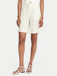 Marella Szorty materiałowe Adorni 2615141032 Écru Regular Fit. Białe szorty Marella, bez wzorów, ze lnu. Za 439,99 zł.