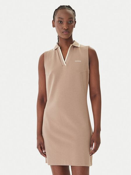 Guess Sukienka codzienna V6GK02 K2928 Beżowy Regular Fit. Brązowe kombinezony Guess, s, z aplikacjami, z syntetyku, bez kołnierzyka, bez ramiączek. Za 344,99 zł.