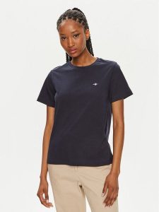 Gant T-Shirt Shield 4200200 Granatowy Regular Fit. Niebieskie t-shirty GANT, xs, bez wzorów, z bawełny, bez kołnierzyka, bez ramiączek. Za 159,99 zł.