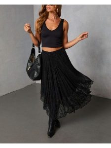 Milan Kiss Spódnica w kolorze czarnym rozmiar: XL. Czarne spódnice Milan Kiss, xl, bez wzorów, z koronki, midi. Za 165,99 zł.