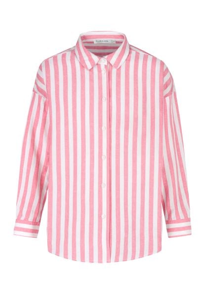 Koszula w paski z lnem K-VEHI. Czerwone koszule Volcano, xxl, bez wzorów, ze lnu, bez kołnierzyka, bez ramiączek. Za 119,99 zł.