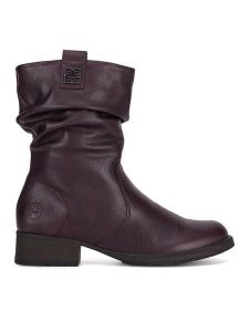 Rieker Botki Z9583-35 Bordowy. Czerwone botki Rieker, bez wzorów, z materiału, bez obcasa, na płaskiej podeszwie, bez zapięcia. Za 265,99 zł.