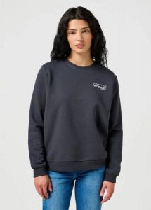 DAMSKA BLUZA WRANGLER REGULAR SWEAT FADED BLACK 112356510. Czarne bluzy Wrangler, xs, bez wzorów, bez kaptura. Za 159,99 zł.