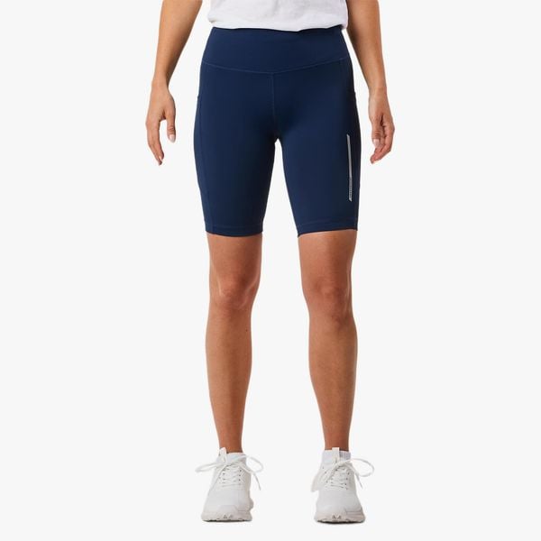 Krótkie Legginsy Trening Kobieta Core Odprowadzający Wilgoć. Niebieskie legginsy SWEDEMOUNT, bez wzorów, z elastanu, krótkie. Za 129,99 zł.