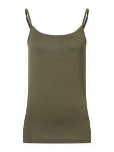 More & More Top w kolorze khaki rozmiar: 36. Brązowe topy More & More, bez wzorów, bez kołnierzyka, bez ramiączek. Za 40,95 zł.