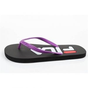 Japonki damskie Fila Troy. Fioletowe klapki Fila, bez wzorów, z materiału, bez obcasa. Za 49,00 zł.