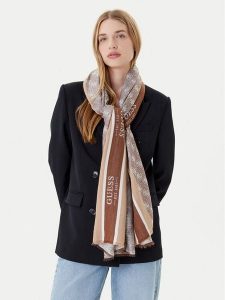 Guess Szal AM9565 POL03 Beżowy. Brązowe rękawiczki Guess, z aplikacjami, z materiału. Za 279,99 zł.