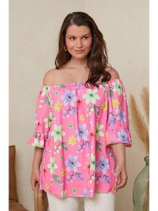 Curvy Lady Bluzka w kolorze różowym ze wzorem rozmiar: 40/42. Różowe bluzki Curvy Lady, bez wzorów, klasyczne, bez kołnierzyka, bez ramiączek. Za 79,59 zł.