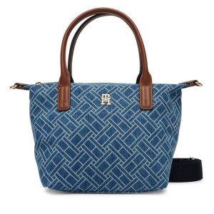 Torebka Tommy Hilfiger. Niebieskie torebki klasyczne TOMMY HILFIGER, bez wzorów, z denimu, bez dodatków. Za 449,99 zł.