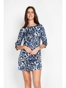 William de Faye Sukienka w kolorze granatowo-białym rozmiar: 42. Białe sukienki William de Faye, bez wzorów, klasyczne, bez kołnierzyka, bez ramiączek, mini. Za 121,99 zł.