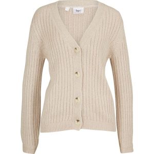 Sweter rozpinany z dzianiny o splocie dużych oczek, z bawełny z recyklingu. Brązowe kardigany bonprix, z bawełny, bez kołnierzyka. Za 107,99 zł.