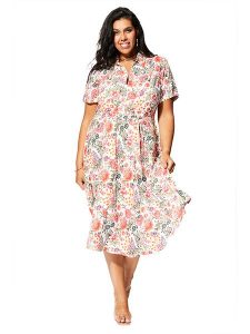 Aller Simplement Sukienka w kolorze biało-czerwonym rozmiar: 50/52. Białe sukienki Aller Simplement, bez wzorów, z tkaniny, bez kołnierzyka, bez ramiączek, midi. Za 159,59 zł.