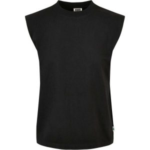 Damski tank top z wyściełanymi ramionami Urban Classics. Czarne topy Urban Classics, bez wzorów, bez kołnierzyka, bez ramiączek. Za 108,00 zł.