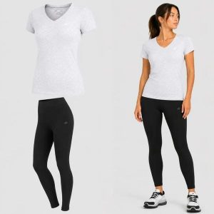 ZESTAW DAMSKI 4F T-SHIRT + LEGGINSY KOMPLET SPORTOWY NA CO DZIEŃ S SS26. Legginsy 4f, bez wzorów, z bawełny. Za 119,98 zł.