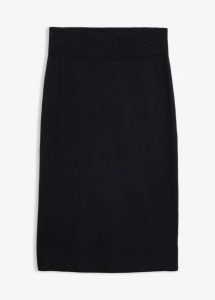Spódnica dzianinowa z miękkiej mieszanki wełny. Czarne spódnice bonprix, bez wzorów, z dzianiny, eleganckie. Za 169,99 zł.