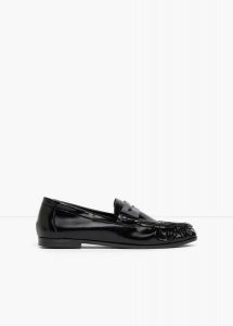 Loafersy z marszczeniem. Czarne balerinki bonprix, bez wzorów, bez obcasa, bez zapięcia. Za 112,99 zł.