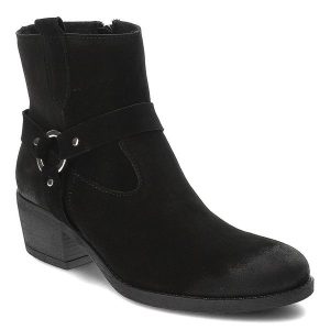 Czarne Kowbojki Armodo Stylowe Obuwie Damskie. Czarne botki Armodo, z jeansu, bez obcasa, na obcasie, bez zapięcia. Za 329,00 zł.