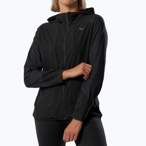 Kurtka do biegania damska Mizuno Active Alpha Hodded. Czarne kurtki Mizuno, bez wzorów, bez kaptura. Za 269,99 zł.