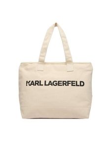 KARL LAGERFELD Torebka B2W50099 Kremowy. Białe shopper bag KARL LAGERFELD, bez wzorów, z materiału, bez dodatków. Za 389,99 zł.