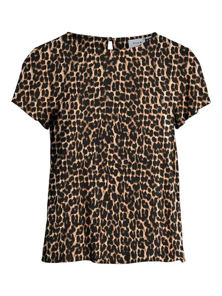 Vila Bluzka w kolorze beżowo-brązowym rozmiar: 40. Brązowe bluzki Vila, s, bez wzorów, z wiskozy, klasyczne, bez kołnierzyka, bez ramiączek. Za 52,30 zł.