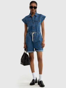Kombinezon damski jeansowy niebieski Livia 329. Niebieskie kombinezony Big Star, na co dzień, m, bez wzorów, z denimu, eleganckie, bez kołnierzyka, bez ramiączek, dopasowane. W wyprzedaży za 159,99 zł.