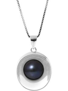 Pearline Srebrny naszyjnik z perłą w kolorze tahiti - dł. 42 cm rozmiar: onesize. Niebieskie naszyjniki Pearline, z perłą, srebrne. Za 243,95 zł.