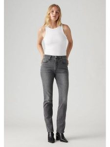 Levi's Dżinsy - Slim fit - w kolorze szarym rozmiar: W32/L32. Szare jeansy Levi's®, z aplikacjami, z podwyższonym stanem. Za 223,46 zł.