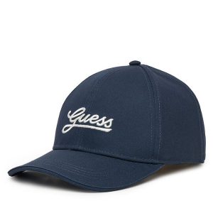 Czapka z daszkiem Guess. Niebieskie czapki Guess, z aplikacjami. Za 89,99 zł.