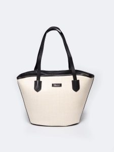Torebka damska shopperka 2w1 beżowe RR574070 801. Brązowe shopper bag Big Star, bez wzorów, z materiału, na ramię, małe, bez dodatków. Za 199,99 zł.