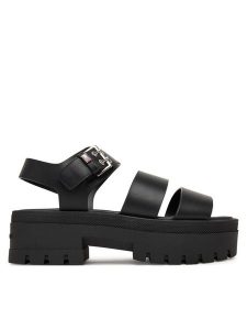 Tommy Jeans Sandały Tjw Straps Leather Max Sandal EN0EN02944 Czarny. Czarne sandały Tommy Jeans, bez wzorów, z jeansu, bez obcasa, na płaskiej podeszwie, bez zapięcia. Za 449,99 zł.