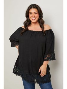 Curvy Lady Bluzka w kolorze czarnym rozmiar: 48/50. Czarne bluzki Curvy Lady, bez wzorów, z koronki, klasyczne, bez kołnierzyka, bez ramiączek. Za 136,95 zł.