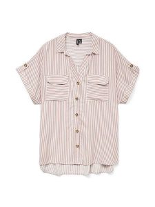 Vero Moda Bluzka w kolorze beżowym rozmiar: XS. Brązowe bluzki Vero Moda, s, bez wzorów, z wiskozy, klasyczne, bez kołnierzyka, bez ramiączek. Za 43,99 zł.