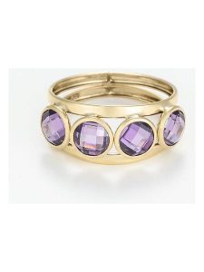 L instant d Or Złoty pierścionek "Maden Amethyst" z cyrkoniami rozmiar: 48. Fioletowe pierścionki L instant d Or, z cyrkonią, złote. Za 1 179,95 zł.