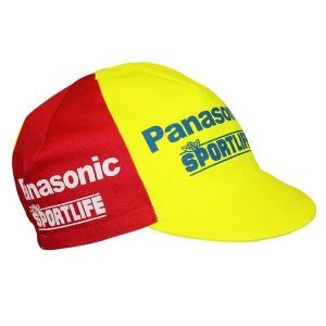 Czapka rowerowa Gist Equipe Vintage Panasonic. Czerwone czapki GIST, bez wzorów, z materiału, klasyczne. Za 90,45 zł.