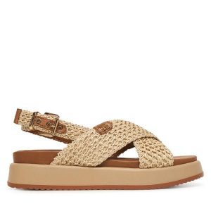 Sandały Tamaris. Brązowe sandały Tamaris, bez wzorów, bez obcasa, na płaskiej podeszwie, bez zapięcia. Za 329,99 zł.