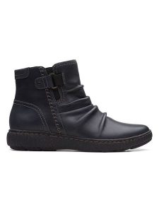 Clarks Skórzane botki "Caroline Orchid" w kolorze czarnym rozmiar: 38. Czarne botki Clarks, bez wzorów, bez obcasa, bez zapięcia. Za 173,60 zł.