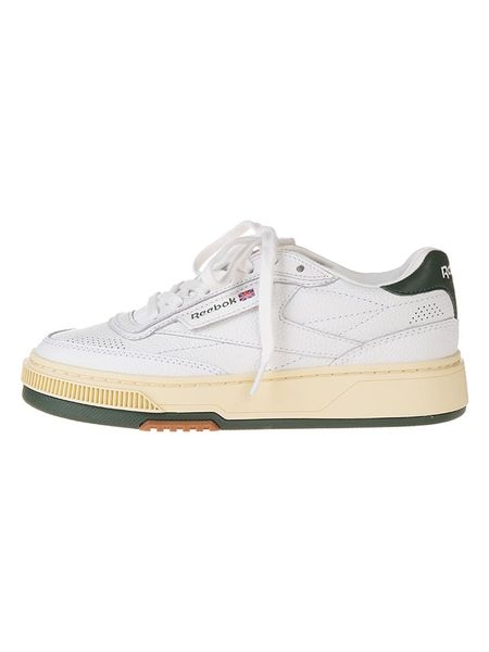 Reebok Skórzane sneakersy "Club C Vintage" w kolorze biało-oliwkowym rozmiar: 42. Białe trampki Reebok, bez wzorów, bez zapięcia. Za 390,45 zł.