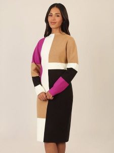 APART Sukienka w kolorze karmelowo-czarno-różowym rozmiar: 38. Brązowe sukienki Apart, na co dzień, bez wzorów, z kaszmiru, bez kołnierzyka, bez ramiączek, midi, proste. Za 226,77 zł.