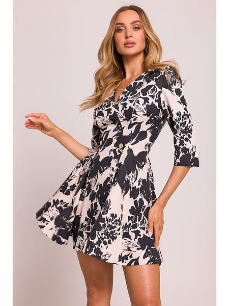 Made of emotion Sukienka w kolorze biało-czarnym rozmiar: L. Białe sukienki Made Of Emotion, l, bez wzorów, z asymetrycznym kołnierzem, bez ramiączek, mini, asymetryczne. Za 237,17 zł.