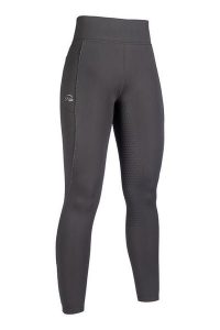 Damskie legginsy jeździeckie z pełną przyczepnością HKM Alice. Czarne legginsy HKM REITSPORT, bez wzorów, z materiału. Za 291,50 zł.