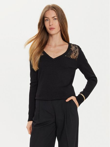 Morgan Sweter 242-MCOURSE Czarny Regular Fit. Czarne swetry klasyczne Morgan, l, z syntetyku, bez kołnierzyka. Za 149,99 zł.