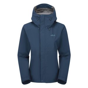 Kurtka przeciwdeszczowa damska Rab Women's Downpour Jacket z kapturem. Niebieskie kurtki RAB, s, bez wzorów, z kapturem. Za 471,99 zł.