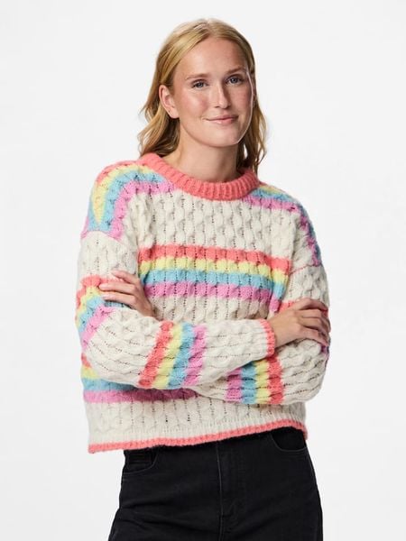 Pieces Sweter w kolorze kremowym rozmiar: S. Brązowe swetry oversize Pieces, s, bez wzorów, bez ramiączek. Za 145,26 zł.