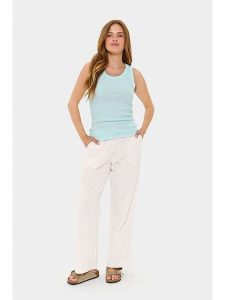 SAINT TROPEZ Top "Aster" w kolorze turkusowym rozmiar: XL. Niebieskie topy Saint Tropez, xl, bez wzorów, z bawełny, bez kołnierzyka, bez ramiączek. Za 83,42 zł.